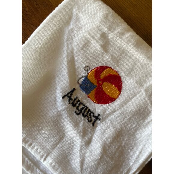 Embroidered Seasonal Linen Hand Towels Set Of 6 Months - Picture 2 of 11